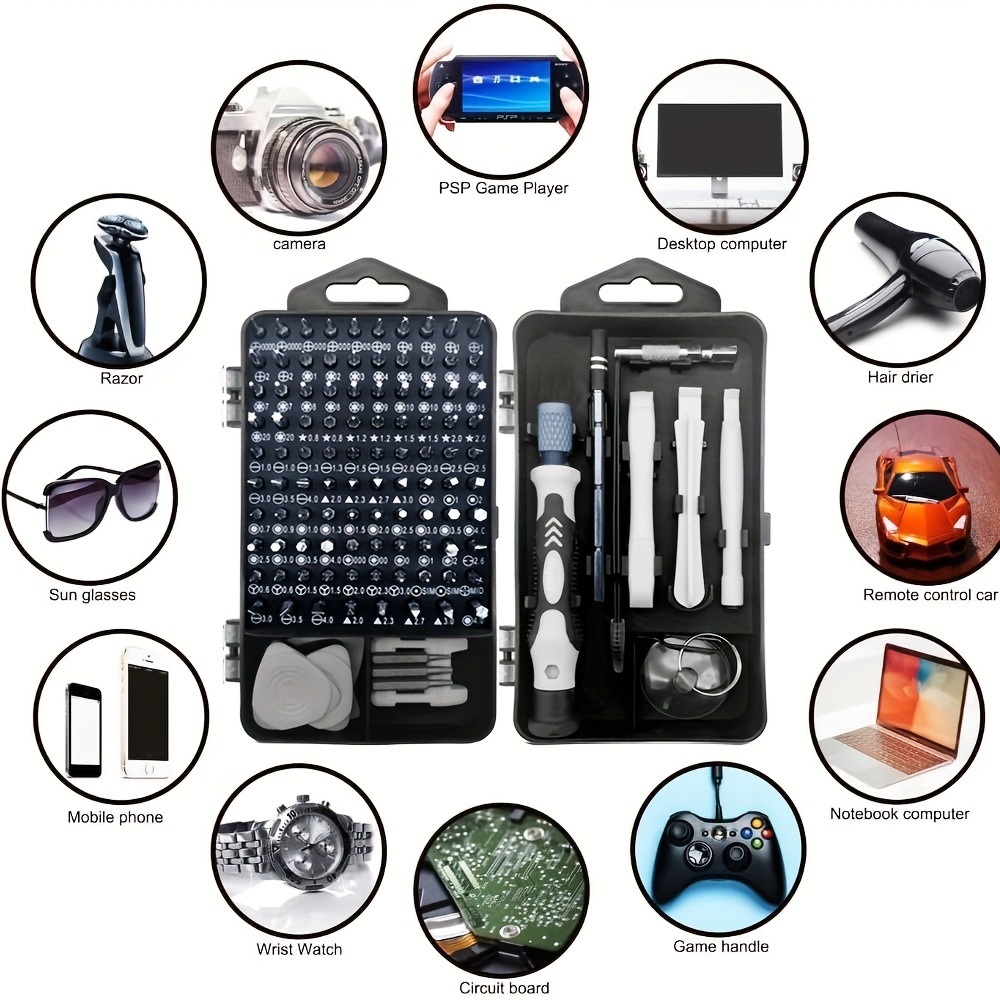 طقم مفكات دقيقة 115 في 1 مع رؤ - مراجعة Electronics Repair Game وسعره